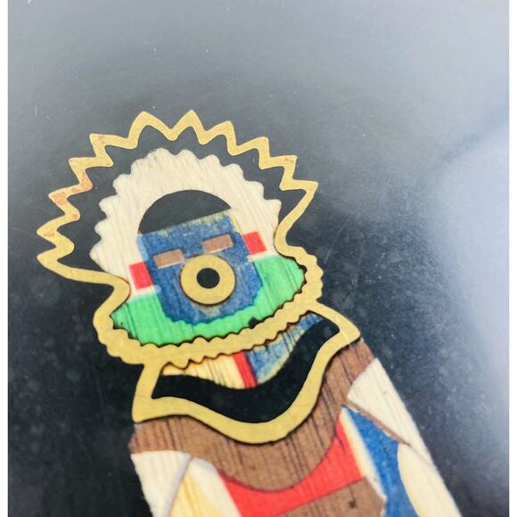 Couroc Monterey Tray Plate 10.2" Round Kachina Brass Wood Inlay Pueblo Hopi Dol - Picture 4 of 6